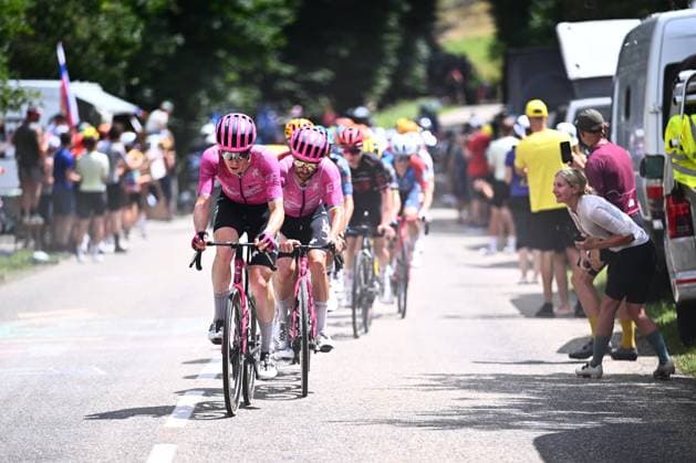 Tour de France 2026 Stage 14 LE MARKSTEIN, FRANCE - JULY 18 : Rider of Team EF Education - EasyPost in action during stage 14 of the 113rd edition of Tour de France an UCI World Tour 2.UWT cycling road race stage for Men Elite of 155 km with start in Mulhouse and finish in Le Markstein on July 18, 2026 in Le Markstein, France, 18 07 2026 ( Motordriver Kurt Vandenborre - Le Markstein France  Copyright: xGvgx