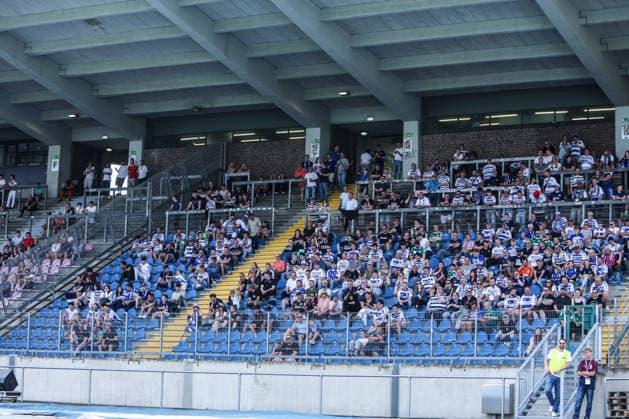 Fussball, 3.Liga Saison 2026 2027 Testspiel Bonner SC - MSV Duisburg 18.07.2026, Sportpark Nord Fans MSV Duisburg Bonn Sportpark Nord Nordrhein-Westfalen Deutschland *** Sports, Soccer, 3rd Division, 2026–2027 Season, Friendly Match: Bonner SC vs. MSV Duisburg, July 18, 2026, Sportpark Nord, MSV Duisburg Fans, Bonn, Sportpark Nord, North Rhine-Westphalia, Germany