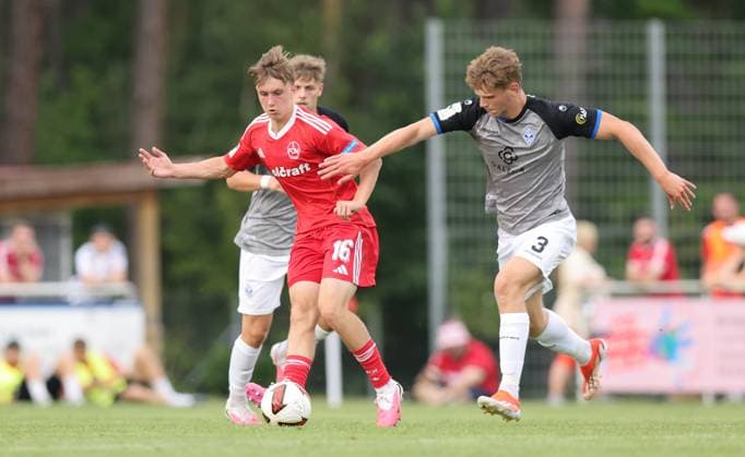 18.07.2026 - Fussball - Saison 2026 2027 - Testspiel Freundschaftsspiel Vorbereitungsspiel: 1. FC Nürnberg Nuernberg FCN ( Club ) - SV Waldhof Mannheim 07 - Sportfoto Zink DaMa - xdaxmax - Marko Soldic (16, 1. FC Nürnberg FCN ) Moritz Malik Polte (3, SV Waldhof Mannheim 07 SVW07 ) *** July 18, 2026 Soccer Season 2026–2027 Exhibition Match Friendly Match Preseason Match 1 FC Nürnberg (Nuremberg) FCN Club SV Waldhof Mannheim 07 Sports Photo Zink DaMa xdaxmax Marko Soldic 16, 1 FC Nuremberg FCN Moritz Malik Polte 3, SV Waldhof Mannheim 07 SVW07