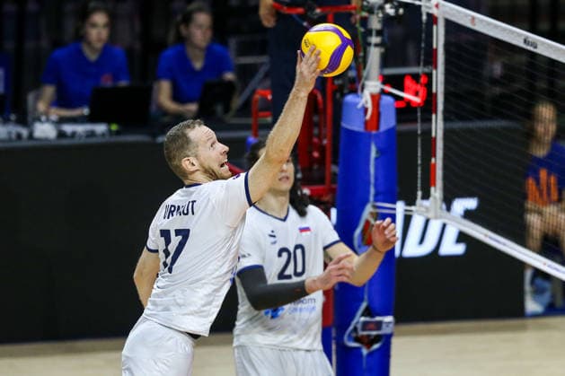 Turkiye v Slovenia - Men s Volleyball Nations League BELGRADE, SERBIA - JULY 18: Urnaut (L) of Slovenia in action during the Men s Volleyball Nations League match between Turkiye and Slovenia at Beogradska Arena in Belgrade, Serbia on July 18, 2026. Filip Stevanovic Anadolu Belgrade Serbia. Editorial use only. Please get in touch for any other usage.  Copyright: x2026xAnadoluxFilipxStevanovicx