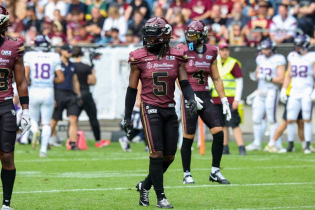 5 Nazir Streater (Strong Saftey) Rhein Fire Rhein Fire vs Vienna Vikings, American Football, American Football League Europe, Week 9, 2026, 18.07.2026, Duisburg Schauinsland-Reisen-Arena Germany Copyright: xFootxBowl ChristopherxMettkenx