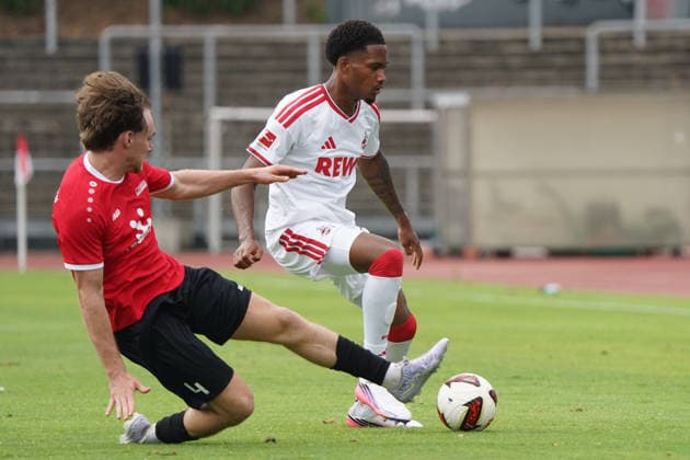 18 .07.2026, Fussball, Köln, Testspiel, Freundschaftsspiel, FC Rheinsüd Köln vs 1.FC Köln, südstadion Köln, david fürst 1.FC Köln, Aktion, Einzelbild *** July 18, 2026, Soccer, Cologne, Exhibition Match, Friendly Match, FC Rheinsüd Köln vs. 1. FC Köln, Südstadion Cologne, David Fürst (1. FC Köln), Action, Single Frame