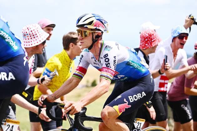 Belgian Remco Evenepoel of Red Bull-BORA-hansgrohe is pictured during stage 14 of the 2026 Tour de France cycling race, a stage of 155km from Mulhouse to Le Markstein Fellering, on Saturday 18 July 2026. The 113th edition of the Tour de France starts on Saturday 4 July in Barcelona, Spain, and will finish in Paris, France on the 26th of July. POOLxGREGORYxVANxGANSEN  x181428227x