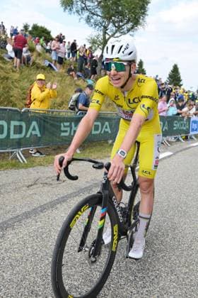 Slovenian Tadej Pogacar of UAE Team Emirates XRG is pictured after winning stage 14 of the 2026 Tour de France cycling race, a stage of 155km from Mulhouse to Le Markstein Fellering, on Saturday 18 July 2026. The 113th edition of the Tour de France starts on Saturday 4 July in Barcelona, Spain, and will finish in Paris, France on the 26th of July. DAVIDxPINTENS  x181428521x