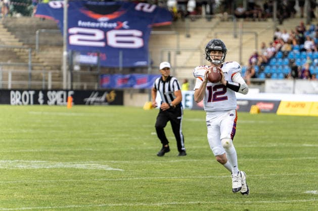 18.07.2026, xdaymx, American Football EFA European Football Alliance, Frankfurt Galaxy - Raiders Tirol, vl. Ethan Garbers (Frankfurt Galaxy) (DFL DFB REGULATIONS PROHIBIT ANY USE OF PHOTOGRAPHS as IMAGE SEQUENCES and or QUASI-VIDEO) Frankfurt am Main *** July 18, 2026, xdaymx, American Football EFA European Football Alliance, Frankfurt Galaxy Raiders Tirol, vl Ethan Garbers Frankfurt Galaxy DFL DFB REGULATIONS PROHIBIT ANY USE OF PHOTOGRAPHS as IMAGE SEQUENCES and or QUASI-VIDEO Frankfurt am Main