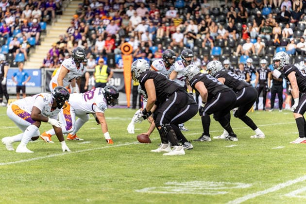18.07.2026, xdaymx, American Football EFA European Football Alliance, Frankfurt Galaxy - Raiders Tirol, Offense der Raiders Tirol Frankfurt am Main *** July 18, 2026, xdaymx, American Football EFA European Football Alliance, Frankfurt Galaxy Raiders Tirol, Raiders Tirol offense, Frankfurt am Main