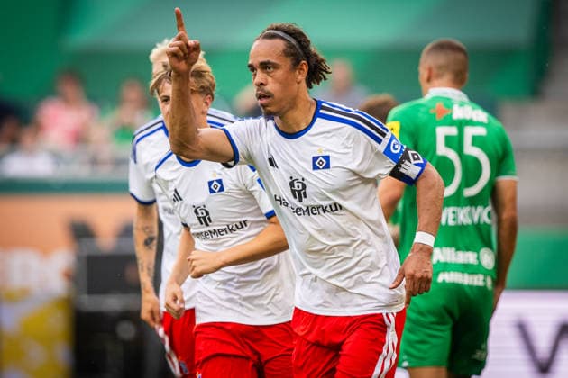 RAPID WIEN - HABMURGER SV Yussuf Poulsen of HSV celebrates a goal during the pre season friendly football match between SC Rapid Vienna and Hamburger SV at the Allianz Stadion. Vienna, Austria, July 18, 2026. Photo by Branislav Racko Copyright: xx 080A9221