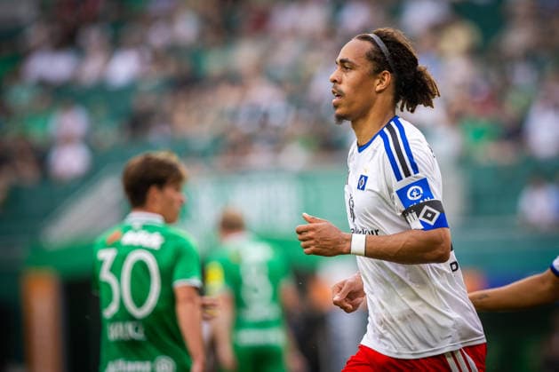 RAPID WIEN - HABMURGER SV Yussuf Poulsen of HSV celebrates a goal during the pre season friendly football match between SC Rapid Vienna and Hamburger SV at the Allianz Stadion. Vienna, Austria, July 18, 2026. Photo by Branislav Racko Copyright: xx 080A9256