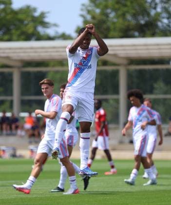 Pre Season Friendly - Crystal Palace v Swindon Town LONDON, ENGLAND, JULY 18: GOAL 4-1, Matheus Franca of Crystal Palace goal celebration after scoring a goal to put Crystal Palace 4-1 ahead during the Pre Season Friendly match between Crystal Palace FC v Swindon Town FC at Crystal Palace Training Ground, Beckenham, London, on 18 July. (Photo by Daniel Weir) London Crystal Palace Training Ground United Kingdom Copyright: xDanielxWeir SportsxPressxPhotox Sportspressphoto_SPR192606
