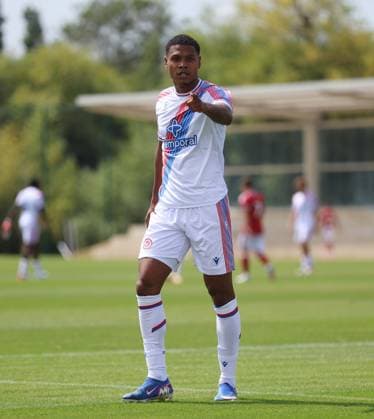 Pre Season Friendly - Crystal Palace v Swindon Town LONDON, ENGLAND, JULY 18: GOAL 5-1, Matheus Franca of Crystal Palace goal celebration after scoring a goal to put Crystal Palace 5-1 ahead during the Pre Season Friendly match between Crystal Palace FC v Swindon Town FC at Crystal Palace Training Ground, Beckenham, London, on 18 July. (Photo by Daniel Weir) London Crystal Palace Training Ground United Kingdom Copyright: xDanielxWeir SportsxPressxPhotox Sportspressphoto_SPR192619