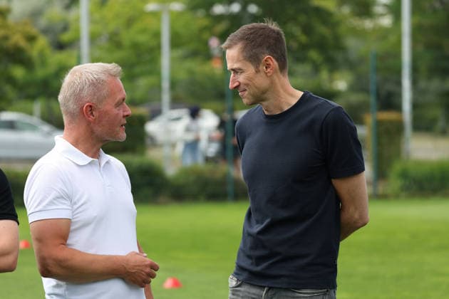 VfL vs Verl, Testspiel Wolfsburg, 18.07.2026, Fußball, Herren, Saison 2026 2027, 2. BL, VfL Wolfsburg vs SC Verl, Testspiel, Geschäftsführer Finanze Jens Klingfurt (VfL Wolfsburg), Geschäftsführer Marketing, Vermarktung Steffen Grupp (VfL Wolfsburg) Niedersachsen Deutschland *** VfL vs. Verl, Friendly Match in Wolfsburg, July 18, 2026, Soccer, Men s, 2026–2027 Season, 2. Bundesliga, VfL Wolfsburg vs. SC Verl, Friendly Match, Jens Klingfurt, CFO of VfL Wolfsburg; Steffen Grupp, CMO of VfL Wolfsburg, Lower Saxony, Germany