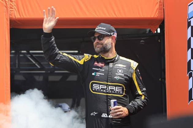 NORTH WILKESBORO, NC - JULY 18: Shane Van Gisbergen ( 71 Spire Motorsports NationsGuard Chevrolet) waves to the fans prior to the running of the NASCAR, Motorsport, USA Craftsman Truck Series FaithFest 250 on July 18, 2026 at North Wilkesboro Speedway in North Wilkesboro, NC. (Photo by Jeff Robinson Icon Sportswire) AUTO: JUL 18 NASCAR CRAFTSMAN Truck Series Faith Fest 250 EDITORIAL USE ONLY Icon26071824025250
