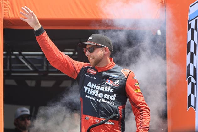 NORTH WILKESBORO, NC - JULY 18: Cole Butcher ( 13 ThorSport Racing Ford) waves to the fans prior to the running of the NASCAR, Motorsport, USA Craftsman Truck Series FaithFest 250 on July 18, 2026 at North Wilkesboro Speedway in North Wilkesboro, NC. (Photo by Jeff Robinson Icon Sportswire) AUTO: JUL 18 NASCAR CRAFTSMAN Truck Series Faith Fest 250 EDITORIAL USE ONLY Icon26071824219250