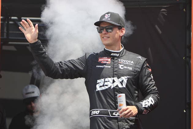 NORTH WILKESBORO, NC - JULY 18: Corey Heim ( 5 TRICON GARAGE Frontline Enterprises Toyota) waves to the fans prior to the running of the NASCAR, Motorsport, USA Craftsman Truck Series FaithFest 250 on July 18, 2026 at North Wilkesboro Speedway in North Wilkesboro, NC. (Photo by Jeff Robinson Icon Sportswire) AUTO: JUL 18 NASCAR CRAFTSMAN Truck Series Faith Fest 250 EDITORIAL USE ONLY Icon26071824426250