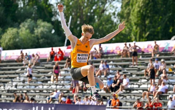 Alexander MANN (Germany, TSV Ochenbruck, Weitsprung) ITA, European Athletics U18 Championships, Athletics, 18.07.2026, Jan Papenfuss ITA, European Athletics U18 Championships, Athletics, 18.07.2026, *** Alexander MANN (Germany), TSV Ochenbruck, Long Jump (ITA), European Athletics U18 Championships, Athletics, July 18, 2026, Jan Papenfuss (ITA), European Athletics U18 Championships, Athletics, July 18, 2026, Copyright: xx