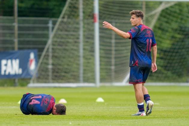 ROOSENDAAL , 18-07-2026 , Sportpark Hulsdonk , season 2026 2027 , Dutch Vrienden Loterij Eredivisie , Pre season match between KV Mechelen and ADO Den Haag picture shows KV Mechelen player Benito Raman and KV Mechelen player Maxim Kireev KV Mechelen - ADO Den Haag (friendly)  x205093844x Copyright:
