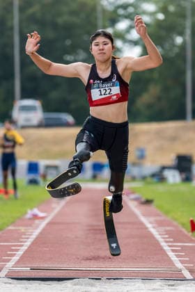 LEVERKUSEN, GERMANY - JULY 18, 2026 : Erina Yuguchi (JPN Japan) competing in the long jump during the Para Heimspiel 7.0 at Fritz Jacobi Sports Complex on July 18, 2026 in Leverkusen, Germany. Northrhine-Westphalia Germany Copyright: xAxelxKohringx
