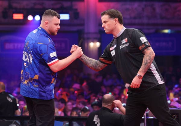 World Matchplay Darts 2026 Luke Woodhouse during the 2026 World Matchplay darts at Winter Gardens, Blackpool, UK on 18 July 2026. Blackpool Winter Gardens UK Editorial use only , Copyright: xChrisxSargeantx PSI-24525-0007