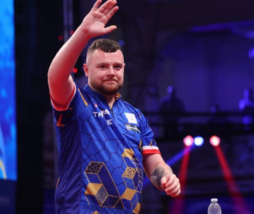 World Matchplay Darts 2026 Josh Rock during the 2026 World Matchplay darts at Winter Gardens, Blackpool, UK on 18 July 2026. Blackpool Winter Gardens UK Editorial use only , Copyright: xChrisxSargeantx PSI-24525-0013