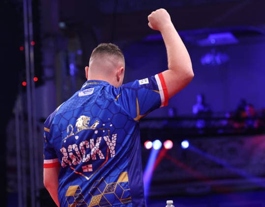 World Matchplay Darts 2026 Josh Rock during the 2026 World Matchplay darts at Winter Gardens, Blackpool, UK on 18 July 2026. Blackpool Winter Gardens UK Editorial use only , Copyright: xChrisxSargeantx PSI-24525-0014