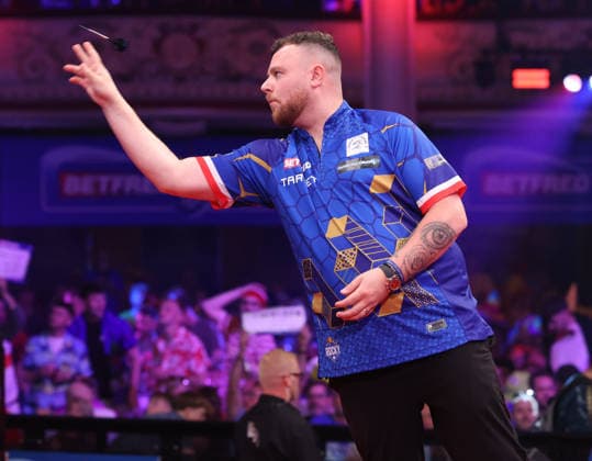 World Matchplay Darts 2026 Josh Rock during the 2026 World Matchplay darts at Winter Gardens, Blackpool, UK on 18 July 2026. Blackpool Winter Gardens UK Editorial use only , Copyright: xChrisxSargeantx PSI-24525-0016