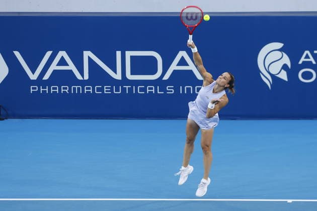 WTA, Tennis Damen 250 Vanda Pharmaceuticals Athens Open - Maria Sakkari qualified for the finals of the Vanda Pharmaceuticals Athens Open 2026, defeating Aina Korneeva in the semi-rfinals of the tournament, at Stadion sports centre. in Athens, Greece 18 July 2026.. IMAGO ONE INCH PRODUCTIONS ATHENS Greece Copyright: xONExINCHxPRODUCTIONSx 7035325