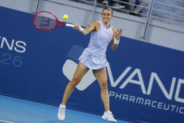 WTA, Tennis Damen 250 Vanda Pharmaceuticals Athens Open - Maria Sakkari qualified for the finals of the Vanda Pharmaceuticals Athens Open 2026, defeating Aina Korneeva in the semi-rfinals of the tournament, at Stadion sports centre. in Athens, Greece 18 July 2026.. IMAGO ONE INCH PRODUCTIONS ATHENS Greece Copyright: xONExINCHxPRODUCTIONSx 7035422