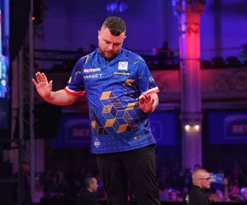 World Matchplay Darts 2026 Josh Rock during the 2026 World Matchplay darts at Winter Gardens, Blackpool, UK on 18 July 2026. Blackpool Winter Gardens UK Editorial use only , Copyright: xChrisxSargeantx PSI-24525-0022