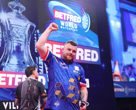 World Matchplay Darts 2026 Josh Rock during the 2026 World Matchplay darts at Winter Gardens, Blackpool, UK on 18 July 2026. Blackpool Winter Gardens UK Editorial use only , Copyright: xChrisxSargeantx PSI-24525-0023