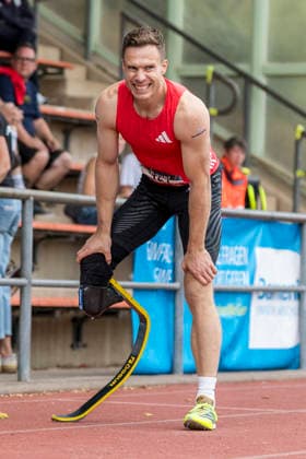 LEVERKUSEN, GERMANY - JULY 18, 2026 : Markus Rehm (GER TSV Bayer o4 Leverkusen) reacts in the long jump during the Para Heimspiel 7.0 at Fritz Jacobi Sports Complex on July 18, 2026 in Leverkusen, Germany. Northrhine-Westphalia Germany Copyright: xAxelxKohringx