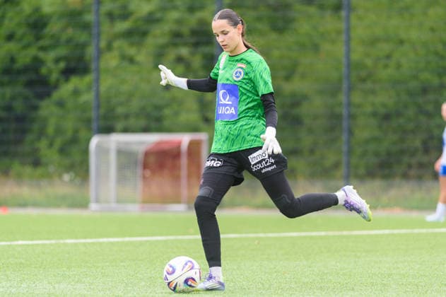 MUNICH, GERMANY - JULY 18: Goalkeeper Amelie Kandlhofer (22 First Vienna) during the pre-season friendly match between Bayern Munich II and First Vienna at FC Bayern Campus on July 18, 2026 in Munich, Germany (Photo by Sven Beyrich Sports Press Photo)  Copyright: xSvenxBeyrich SportsxPressxPhotox Sportspressphoto_SPR192767