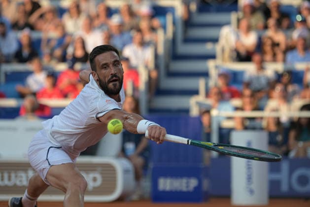 IPA86789951 - Damir Dzumhur (BHI) during the ATP, Tennis Herren - Plava Laguna Croatia Open in Umag - Merida vs. Dzumhur, International Tennis Match in Umag, Croatia, July 18, 2026  Copyright: xMarcoxTodaro IPAxSportx xx 86789951