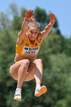U18-Europameisterschaften Leichtathletik, Rieti Italien Teresie Hess (GER SG Schorndorf 1846, Weitsprung, U18-Europameisterschaften Leichtathletik, Rieti Italien *** U18 European Athletics Championships, Rieti, Italy; Teresie Hess (GER, SG Schorndorf 1846), long jump; U18 European Athletics Championships, Rieti, Italy Copyright: xBEAUTIFULxSPORTS DecaxText&Bildx