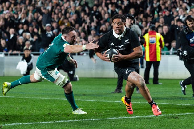 All Blacks Anton Lienert-Brown goes over for a late try - Nations Championship - New Zealand All Blacks v Ireland at Eden Park, Auckland, New Zealand - on Saturday 18 July 2026. Photo credit: Brett Phibbs z Auckland New Zealand Copyright: xBrettxPhibbsx xx
