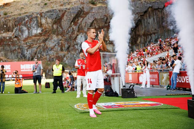 Gustaf Lagerbielke seen during International Friendly, Länderspiel, Nationalmannschaft game between teams of SC Braga and Celta de Vigo (Luis Santos Ball Raw Images) Braga Estadio Municipal de Braga Portugal Copyright: xLuisxSantosx luissantos_braga_celta_2627_3-5