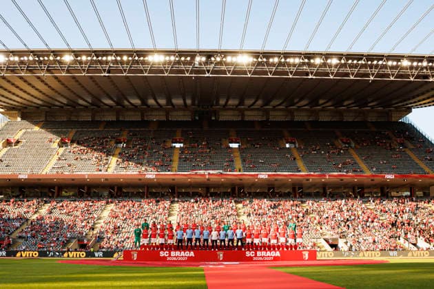 Players and Staff of Braga seen during International Friendly, Länderspiel, Nationalmannschaft game between teams of SC Braga and Celta de Vigo (Luis Santos Ball Raw Images) Braga Estadio Municipal de Braga Portugal Copyright: xLuisxSantosx luissantos_braga_celta_2627_3-6