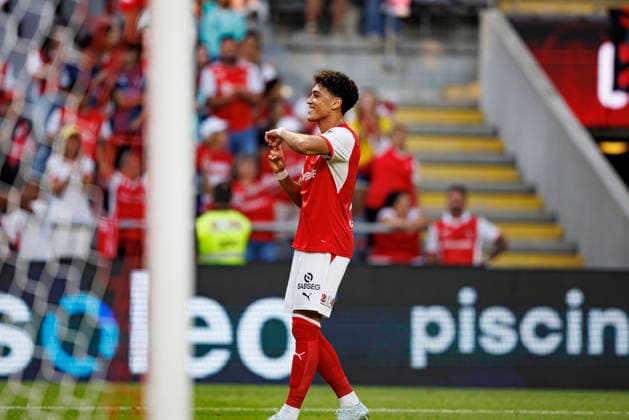 Vitor Carvalho seen celebrating after scoring goal during International Friendly, Länderspiel, Nationalmannschaft game between teams of SC Braga and Celta de Vigo (Luis Santos Ball Raw Images) Braga Estadio Municipal de Braga Portugal Copyright: xLuisxSantosx luissantos_braga_celta_2627_3-35