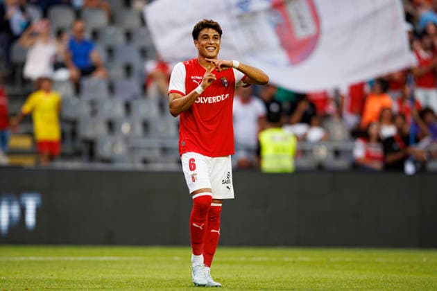 Vitor Carvalho seen celebrating after scoring goal during International Friendly, Länderspiel, Nationalmannschaft game between teams of SC Braga and Celta de Vigo (Luis Santos Ball Raw Images) Braga Estadio Municipal de Braga Portugal Copyright: xLuisxSantosx luissantos_braga_celta_2627_3-36