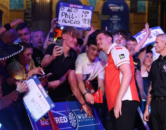 World Matchplay Darts 2026 Nico Springer during the 2026 World Matchplay darts at Winter Gardens, Blackpool, UK on 18 July 2026. Blackpool Winter Gardens UK Editorial use only , Copyright: xChrisxSargeantx PSI-24525-0070