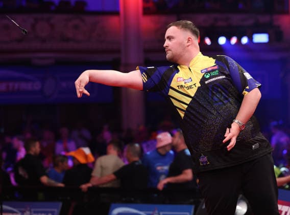 World Matchplay Darts 2026 Luke Littler during the 2026 World Matchplay darts at Winter Gardens, Blackpool, UK on 18 July 2026. Blackpool Winter Gardens UK Editorial use only , Copyright: xChrisxSargeantx PSI-24525-0076