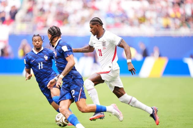 France v England - 2026 FIFA World Cup, WM, Weltmeisterschaft, Fussball - Bronze Final MIAMI GARDENS, FLORIDA - JULY 18: Marcus Rashford (11) of England runs with the ball during the 2026 FIFA World Cup bronze-final match between France and England at Miami Stadium in Miami Gardens, Florida, United States, on July 18, 2026. Jose Hernandez Anadolu Florida United States. Editorial use only. Please get in touch for any other usage.  Copyright: x2026xAnadoluxJosexHernandezx
