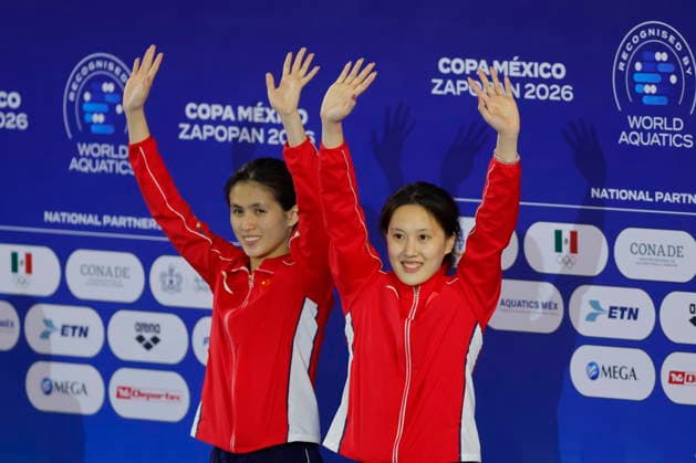 Mexico Diving Cup in Zapopan Zhixin Qu (L) and Minjie Zhang of China pose on the podium during the medal ceremony for the synchronized 10m platform event at the Mexico Diving Cup in Zapopan, Mexico, 18 July 2026. ZAPOPAN Mexico  Copyright: xFRANCISCOxGUASCOx
