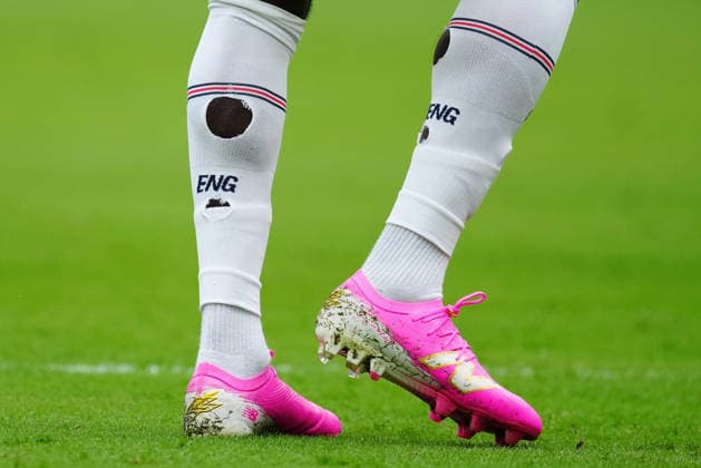 A detailed view of the socks being worn by Bukayo Saka of England France v England, 2026 FIFA World Cup, WM, Weltmeisterschaft, Fussball 3rd Place Final, Football, Miami Stadium, Miami, Florida, USA - 18 Jul 2026Miami Miami Stadium Florida (FL) United States of America  Copyright: xJavierxGarcia Shutterstockx 16995468ah