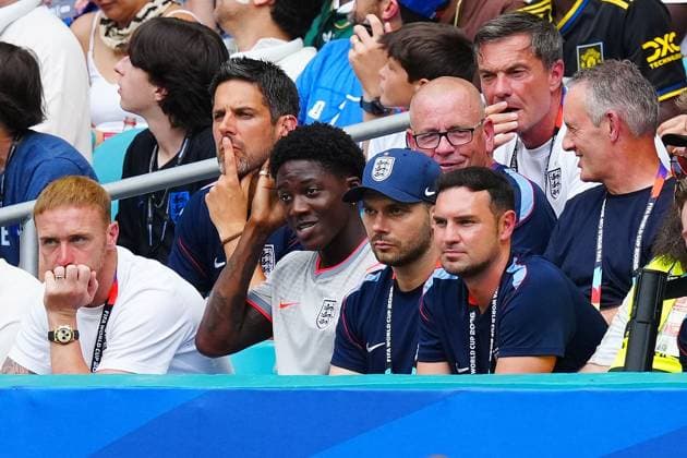 Kobbie Mainoo of England looks on from the stands during the game France v England, 2026 FIFA World Cup, WM, Weltmeisterschaft, Fussball 3rd Place Final, Football, Miami Stadium, Miami, Florida, USA - 18 Jul 2026Miami Miami Stadium Florida (FL) United States of America  Copyright: xJavierxGarcia Shutterstockx 16995468ap
