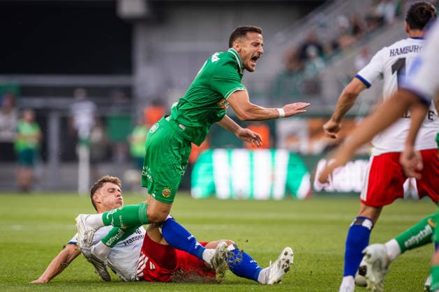 RAPID WIEN - HABMURGER SV Ercan Kara of Rapid and Nicolai Remberg of HSV during the pre season friendly football match between SC Rapid Vienna and Hamburger SV at the Allianz Stadion. Vienna, Austria, July 18, 2026. Photo by Branislav Racko Copyright: xx 080A9702