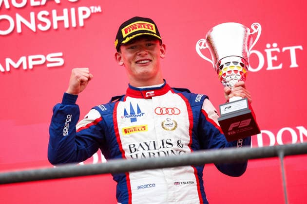 Sport Bilder des Tages AUTO - FORMULA 3 2026 - SPA SLATER Freddie (gbr), Trident, Dallara F3 2025, action podium during the 6th round of the 2026 FIA Formula 3 Championship from July 17 to 19, 2026 on the Circuit de Spa-Francorchamps, in Stavelot, Belgium - StavelotBelgium  Copyright: xEricxAlonsox