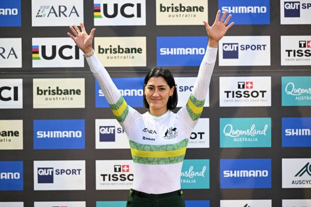 BMX WORLD CHAMPIONSHIPS, Women™s Elite silver medalist Saya Sakakibara of Australia is seen on the podium during the BMX World Championships at Brisbane SX International BMX Centre in Brisbane, Sunday, July 19, 2026. ( NO ARCHIVING, EDITORIAL USE ONLY BRISBANE QUEENSLAND AUSTRALIA  Copyright: xDARRENxENGLANDx 20260719191094911083