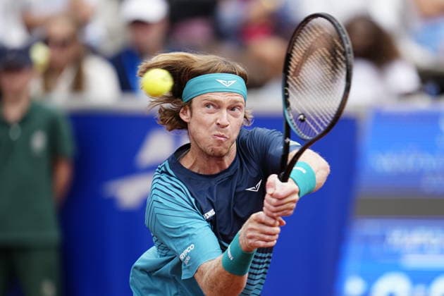 Sport Themen der Woche KW29 Sport Bilder des Tages BASTAD, SVERIGE 20260719 Andrey Rublev under herrarnas singel final i tennismatchen mellan Rysslands Andrey Rublev och Italiens Luciano Darderi i i Nordea Open i Bastad. BASTAD SVERIGE x9200x *** BASTAD, SWEDEN 20260719 Andrey Rublev during the men s singles final in the tennis match between Russia s Andrey Rublev and Italy s Luciano Darderi at the Nordea Open in Bastad BASTAD SWEDEN x9200x  Copyright: xBjörnxLarssonxRosvall TTx TENNIS NORDEA OPEN I BASTAD