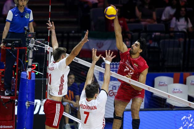 Turkiye v Iran - Men s Volleyball Nations League BELGRADE, SERBIA - JULY 19: Efe Bayram (20) of Turkiye in action during Men s Volleyball Nations League Week 3 volleyball match between Turkiye and Iran in Belgrade, Serbia on July 19, 2026. Filip Stevanovic Anadolu Belgrade Serbia. Editorial use only. Please get in touch for any other usage.  Copyright: x2026xAnadoluxFilipxStevanovicx