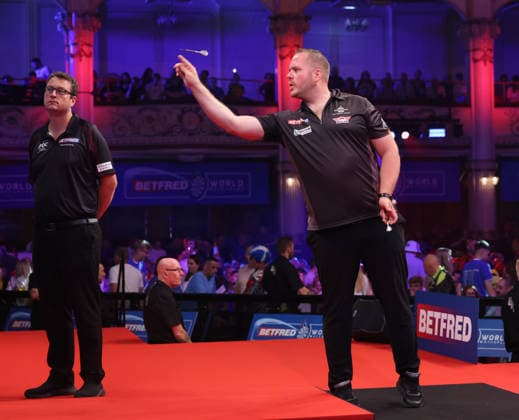 World Matchplay Darts 2026 Dirk van Duijvenbode during the 2026 World Matchplay darts at Winter Gardens, Blackpool, UK on 19 July 2026. Blackpool Winter Gardens UK Editorial use only , Copyright: xChrisxSargeantx PSI-24526-0003